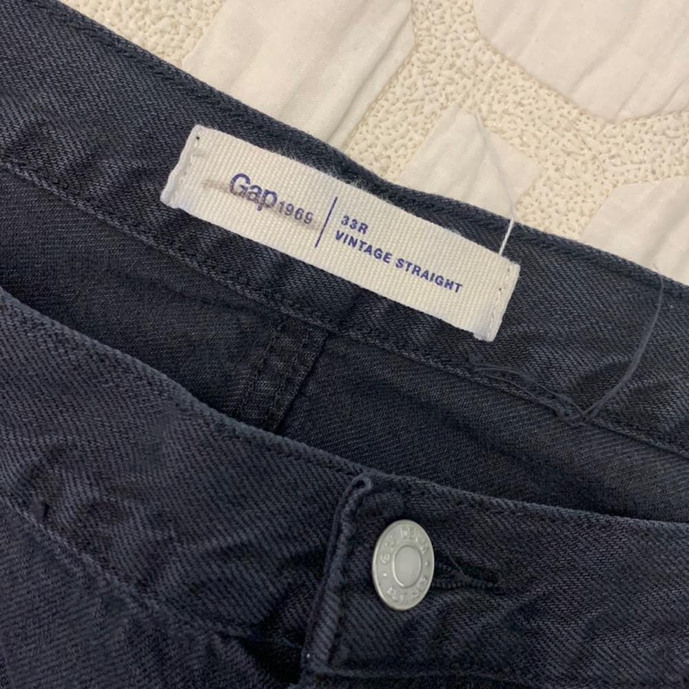GAP 33 R Vintage Straight Black Crop Jeans Button Fly